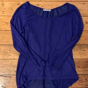 Purple Long Sleeve Top with Sheer Back